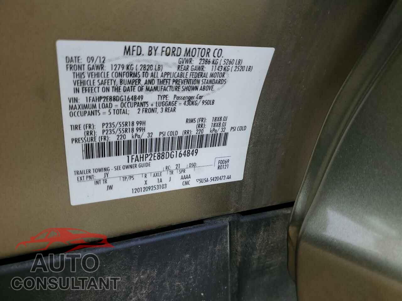 FORD TAURUS 2013 - 1FAHP2E88DG164849