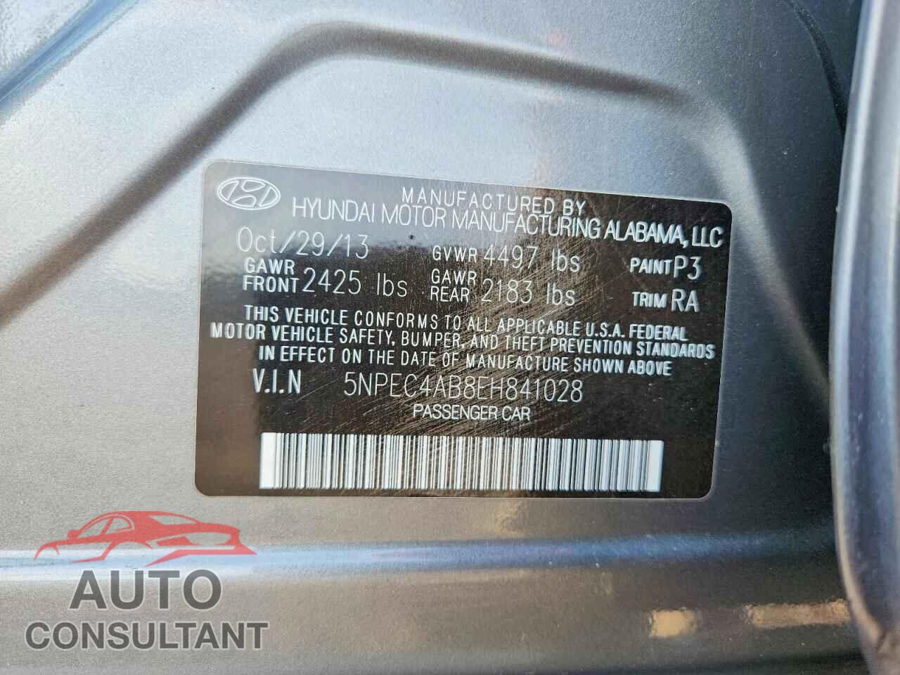 HYUNDAI SONATA 2014 - 5NPEC4AB8EH841028