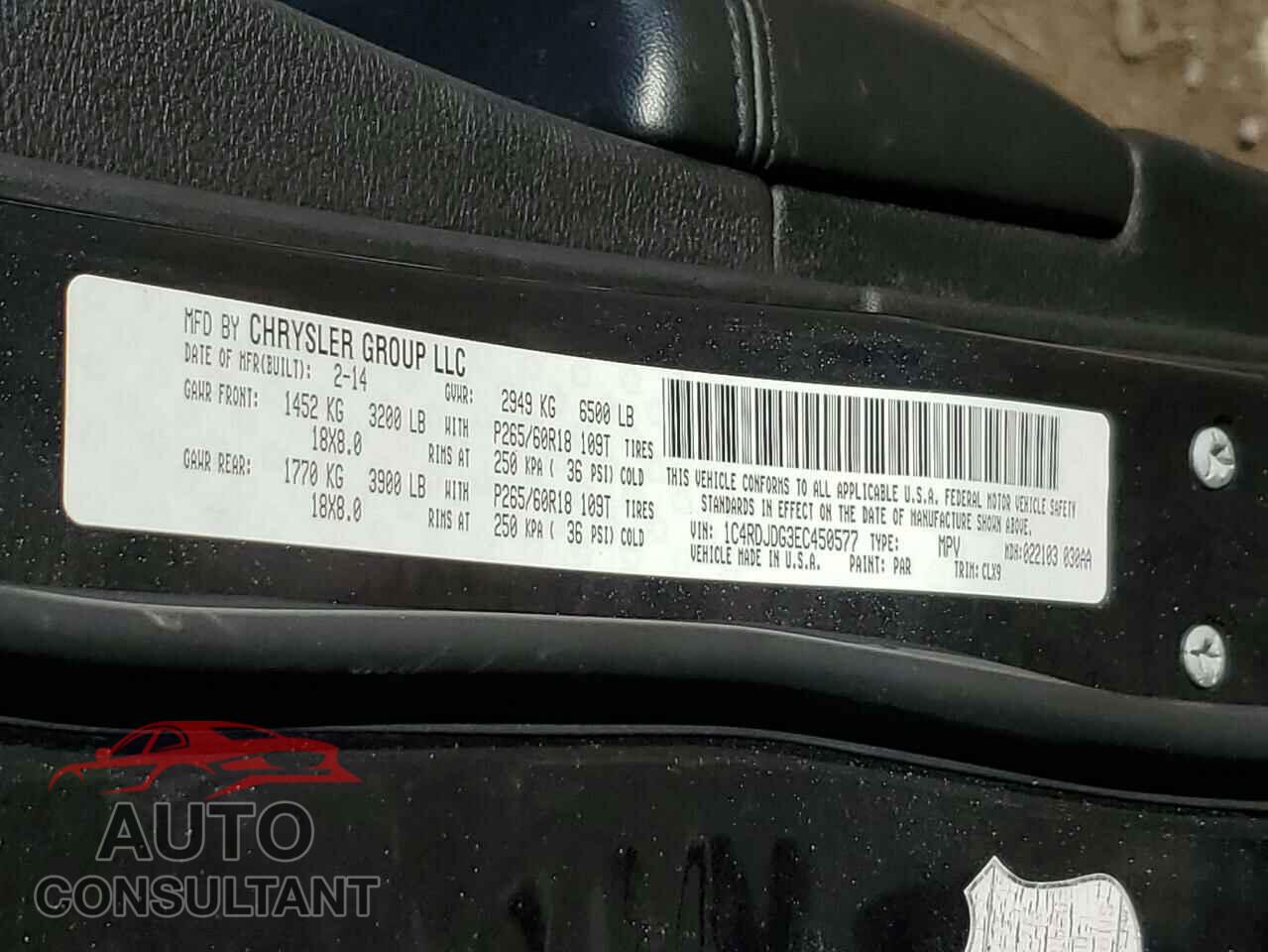 DODGE DURANGO 2014 - 1C4RDJDG3EC450577
