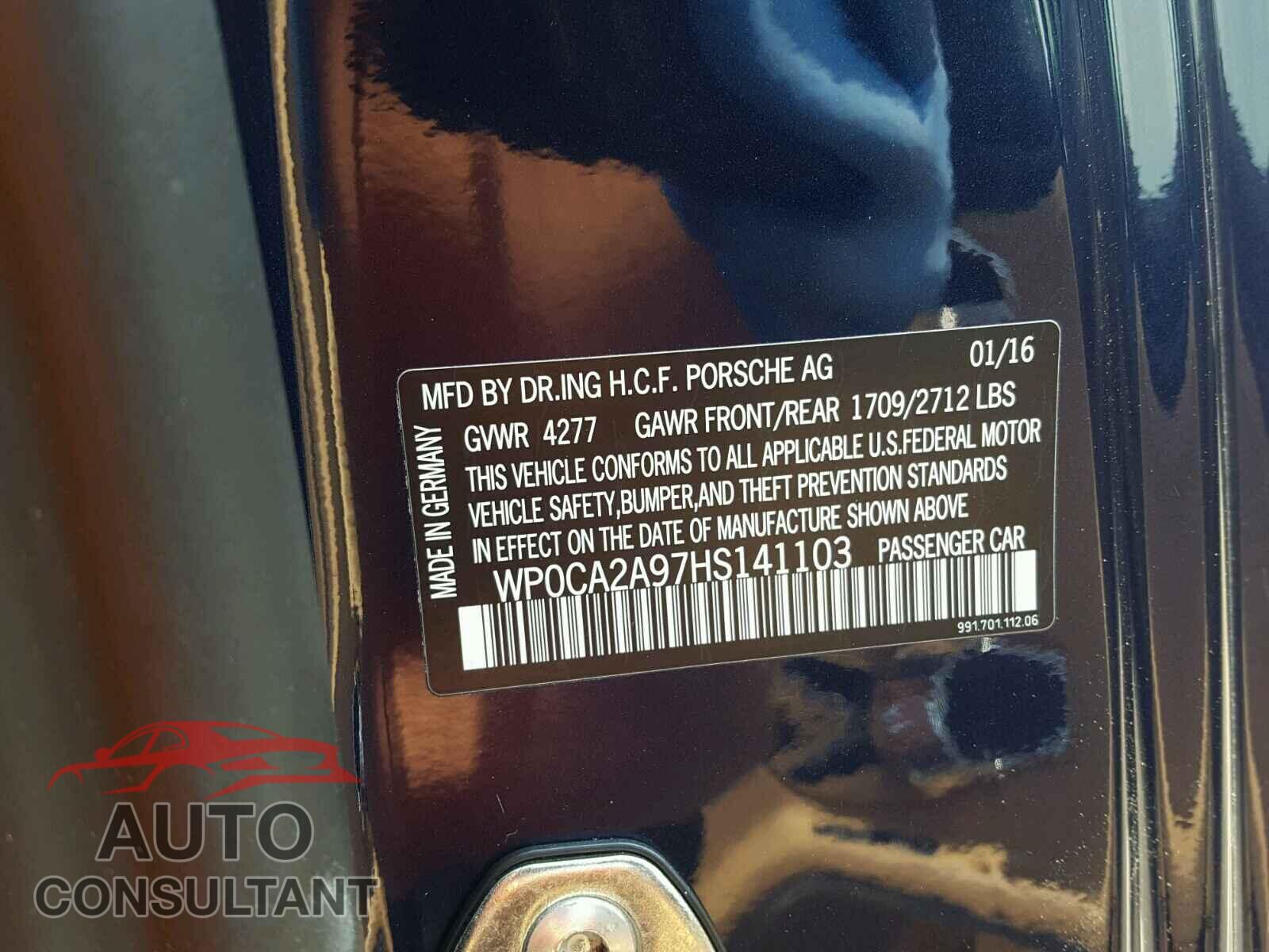 PORSCHE 911 2017 - WP0CA2A97HS141103