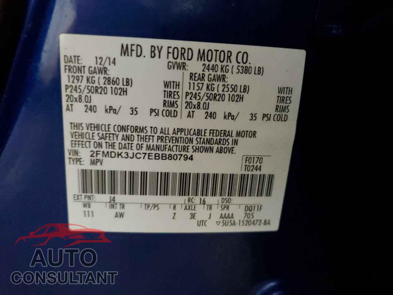 FORD EDGE 2014 - 2FMDK3JC7EBB80794