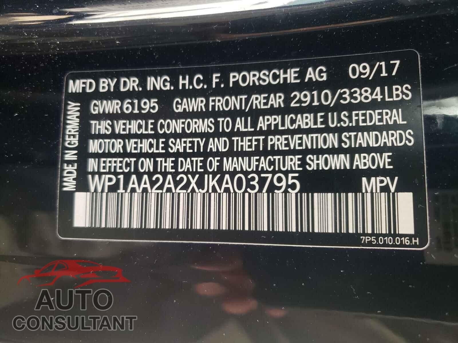 PORSCHE CAYENNE 2018 - WP1AA2A2XJKA03795