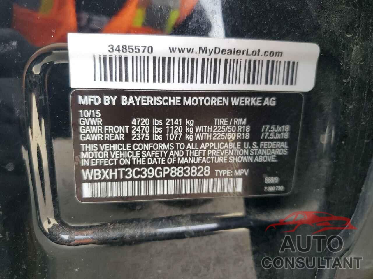 BMW X1 2016 - WBXHT3C39GP883828