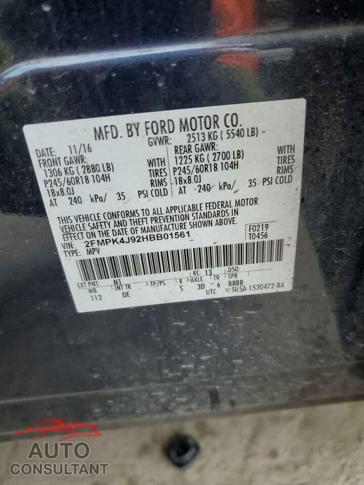FORD EDGE 2017 - 2FMPK4J92HBB01561