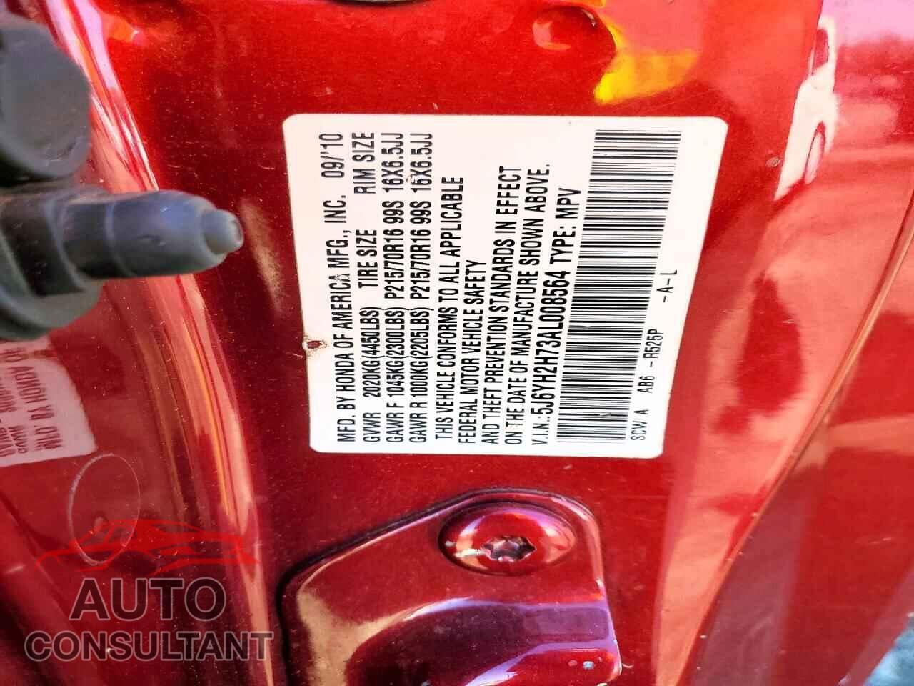 HONDA ELEMENT 2010 - 5J6YH2H73AL008564