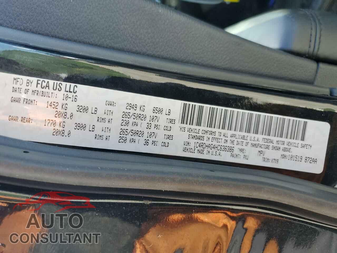 DODGE DURANGO 2017 - 1C4RDHAG4HC636386