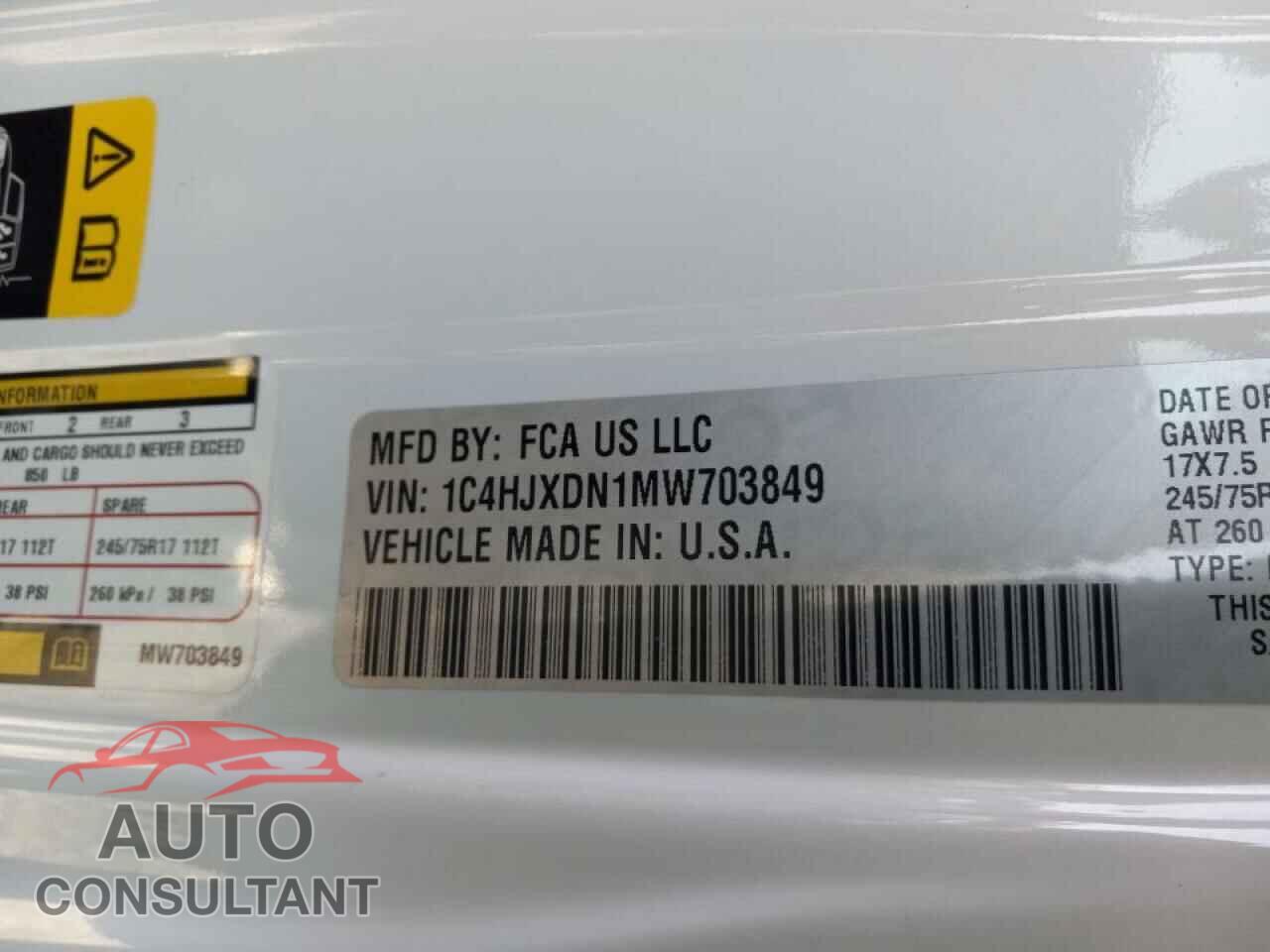 JEEP WRANGLER 2021 - 1C4HJXDN1MW703849