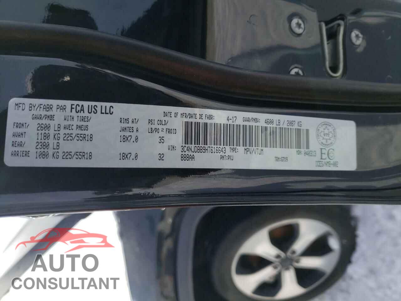 JEEP COMPASS 2017 - 3C4NJDBB9HT616643