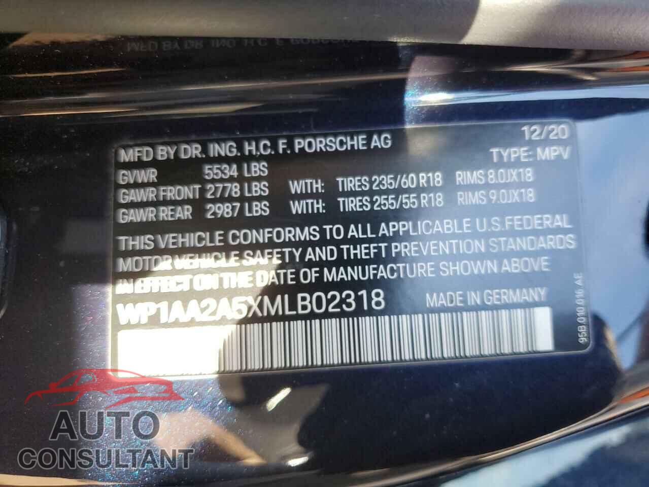 PORSCHE MACAN 2021 - WP1AA2A5XMLB02318