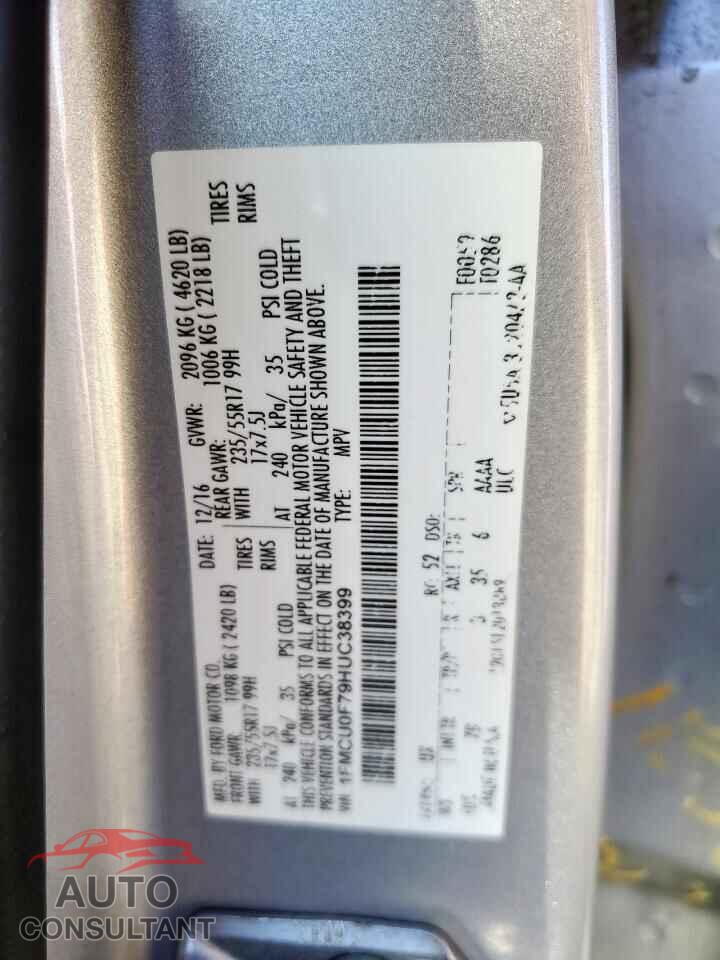 FORD ESCAPE 2017 - 1FMCU0F79HUC38399