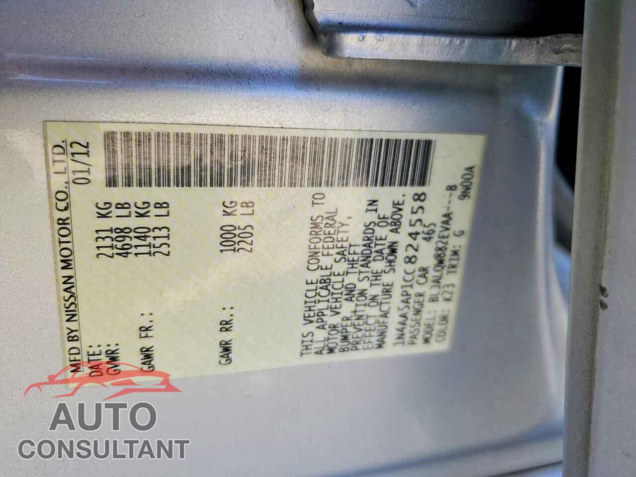 NISSAN MAXIMA 2012 - 1N4AA5AP1CC824558