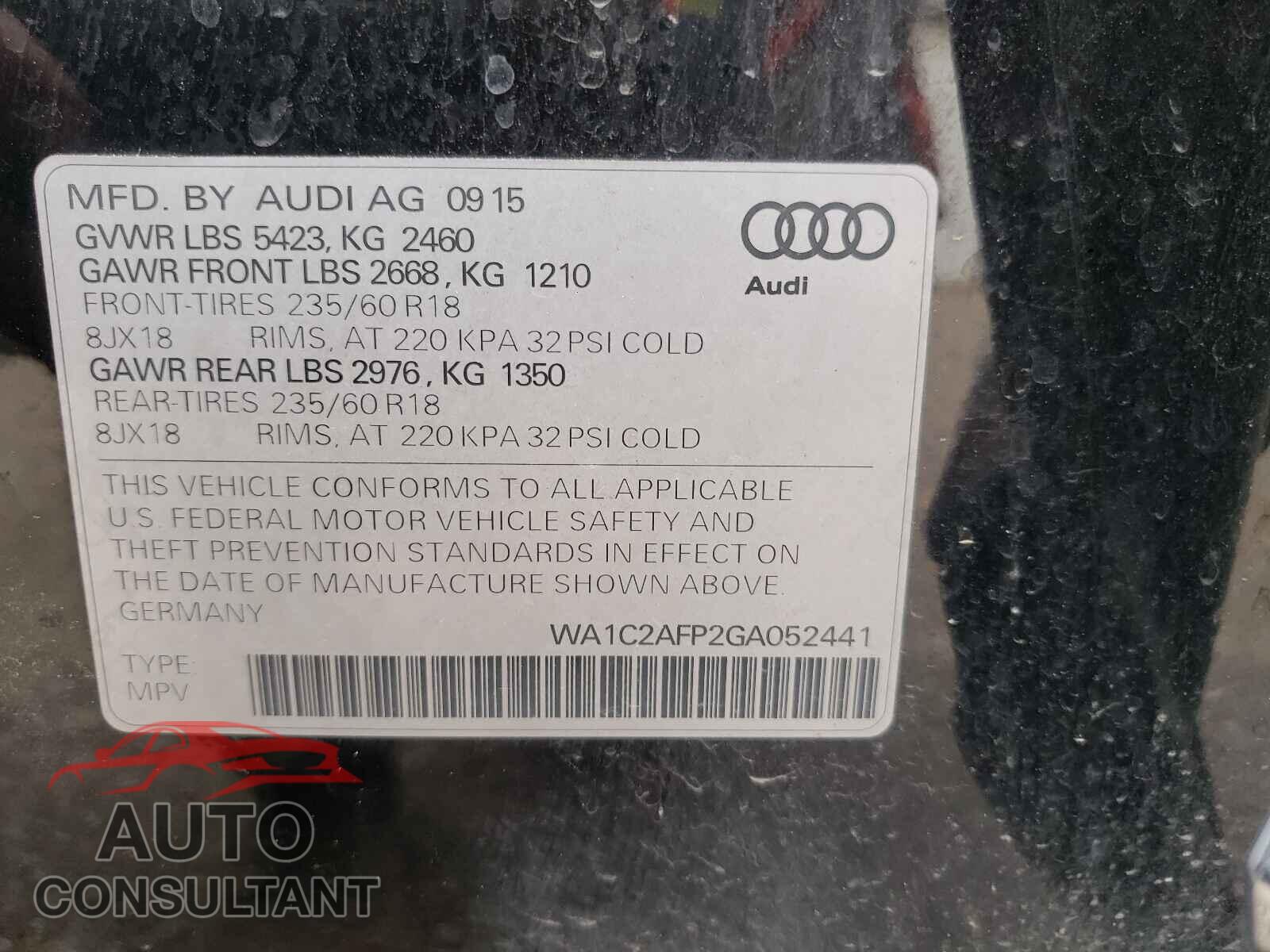 AUDI Q5 2016 - WA1C2AFP2GA052441