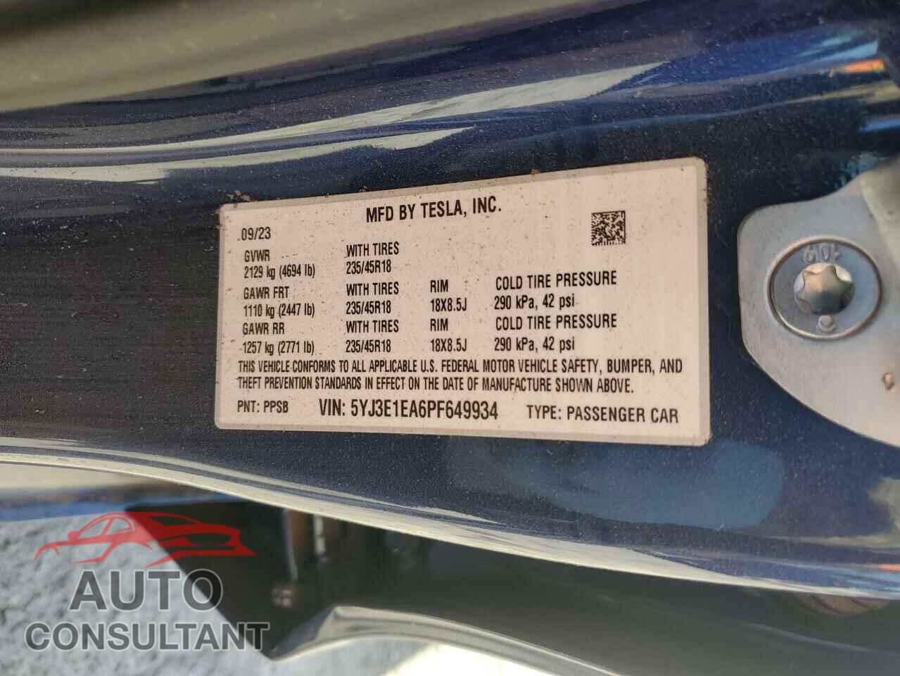 TESLA MODEL 3 2023 - 5YJ3E1EA6PF649934