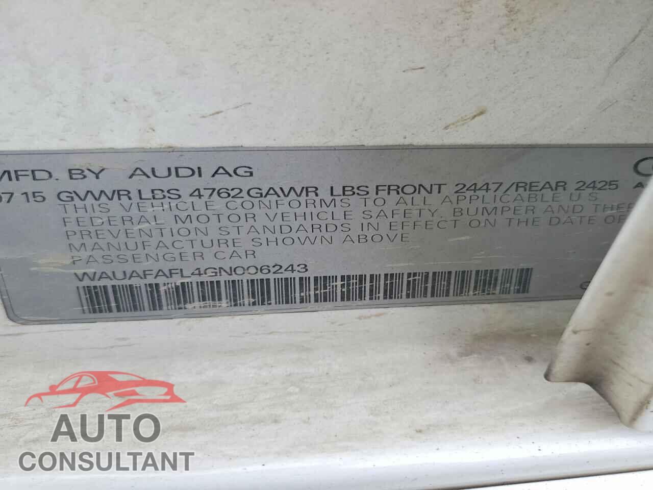 AUDI A4 2016 - WAUAFAFL4GN006243