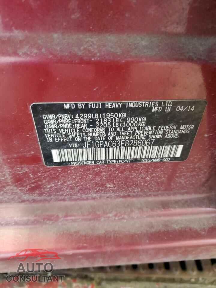 SUBARU IMPREZA 2014 - JF1GPAC63E8286067