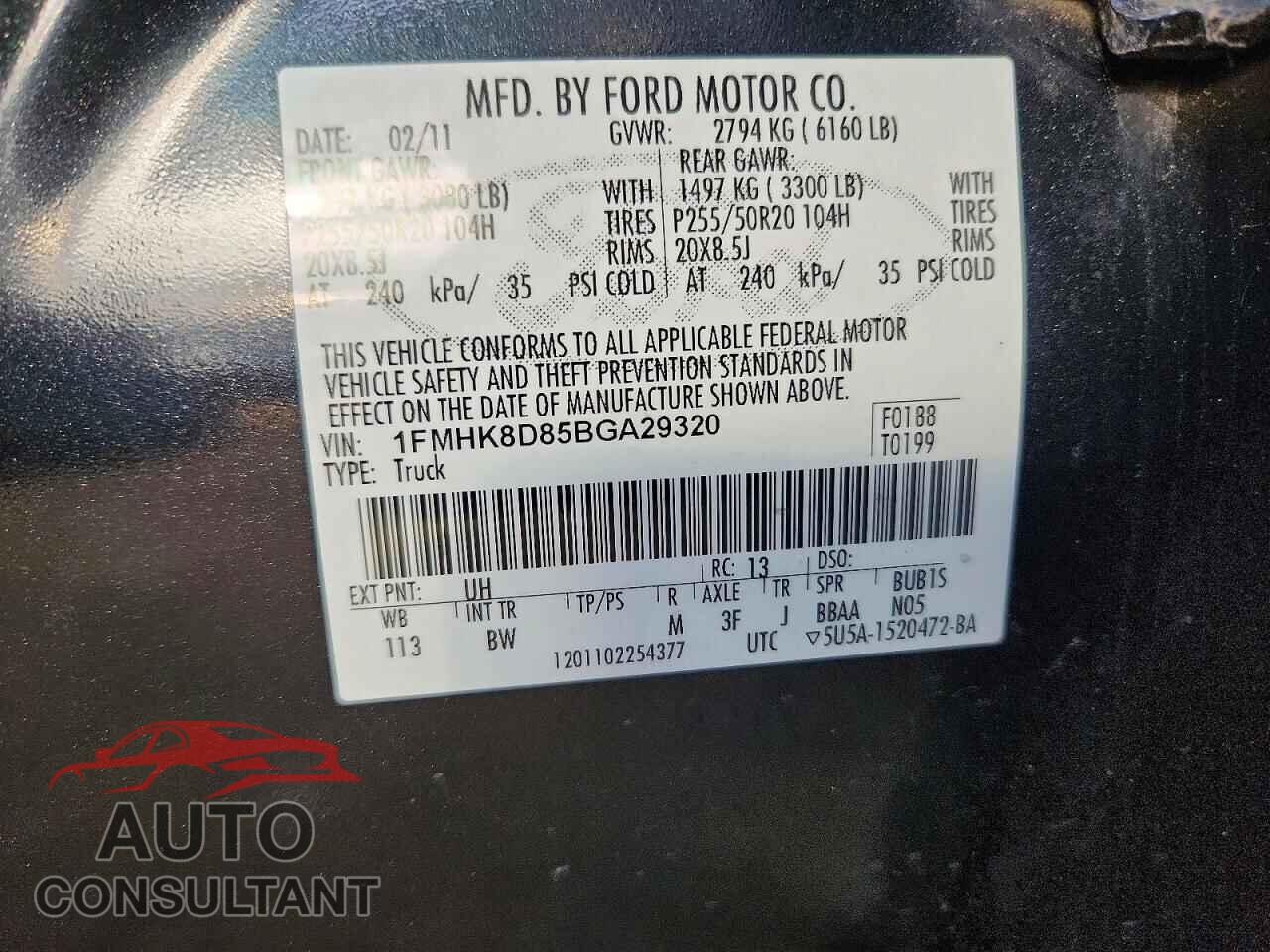 FORD EXPLORER 2011 - 1FMHK8D85BGA29320