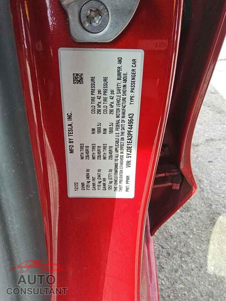 TESLA MODEL 3 2023 - 5YJ3E1EA3PF449643
