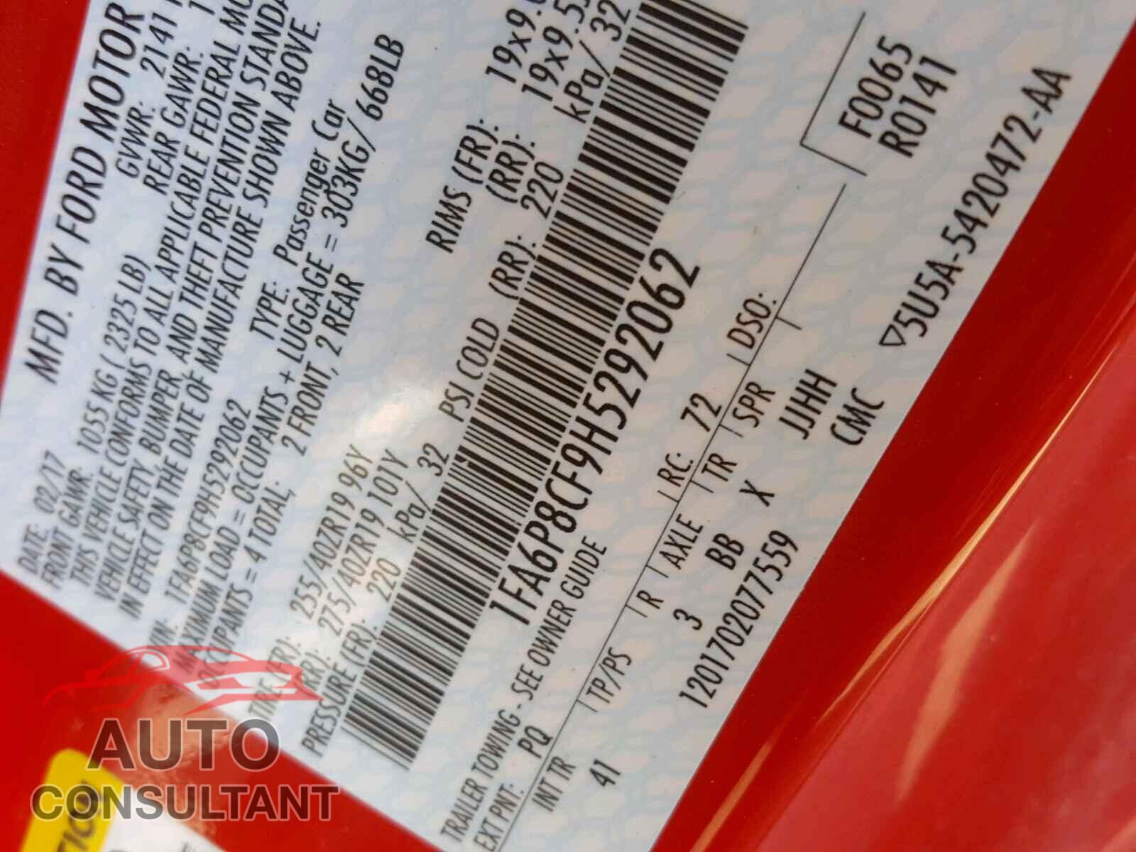 FORD MUSTANG 2017 - 1FA6P8CF9H5292062
