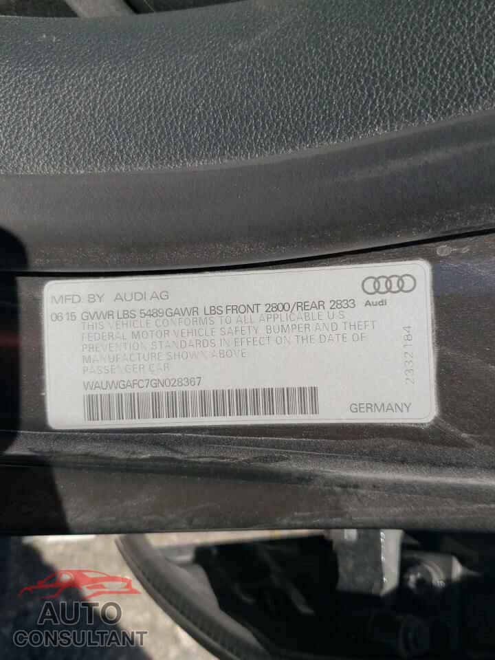 AUDI A7 2016 - WAUWGAFC7GN028367