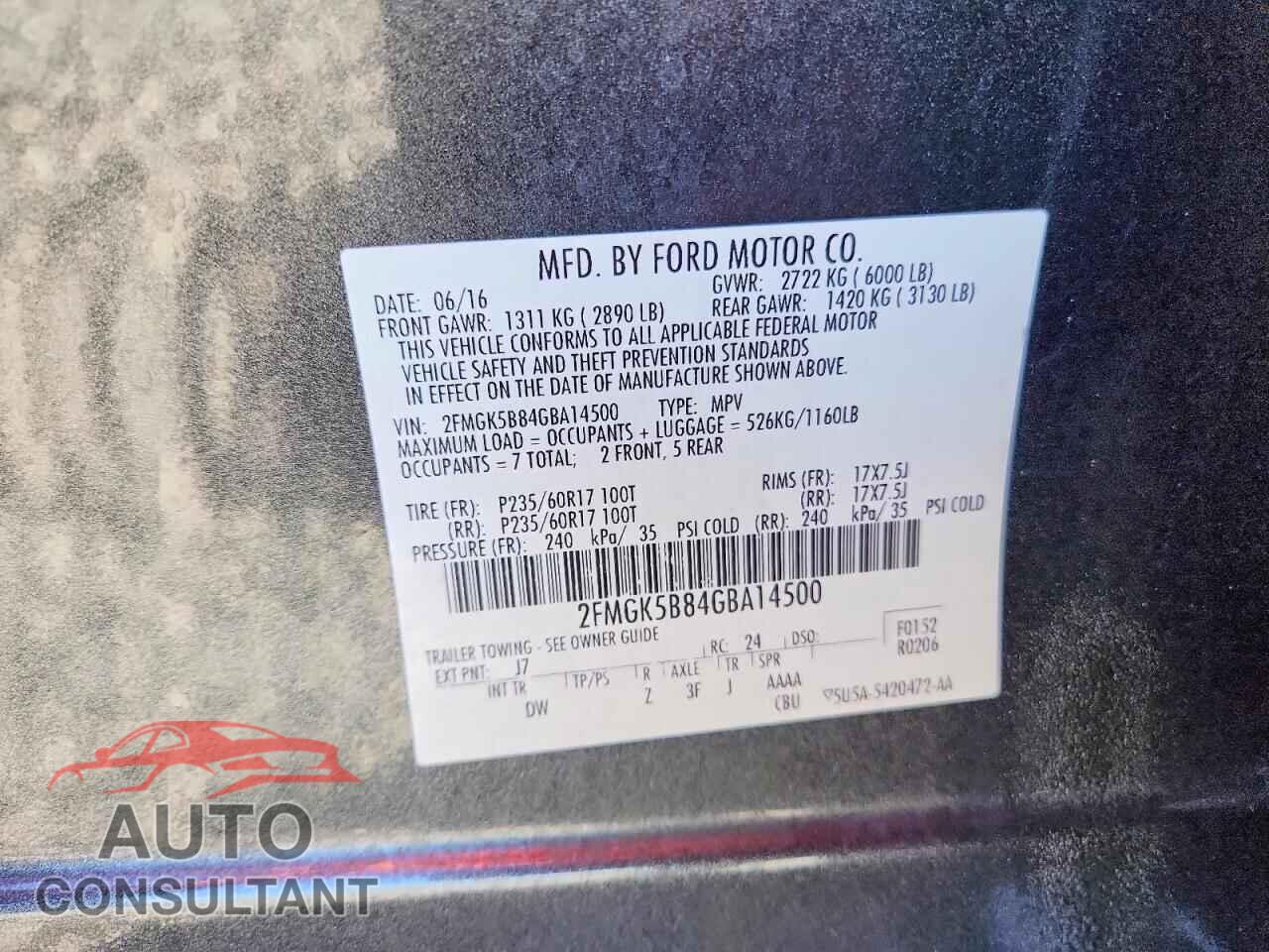 FORD FLEX 2016 - 2FMGK5B84GBA14500