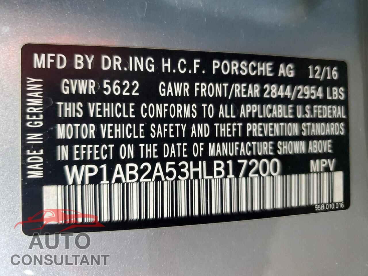 PORSCHE MACAN 2017 - WP1AB2A53HLB17200