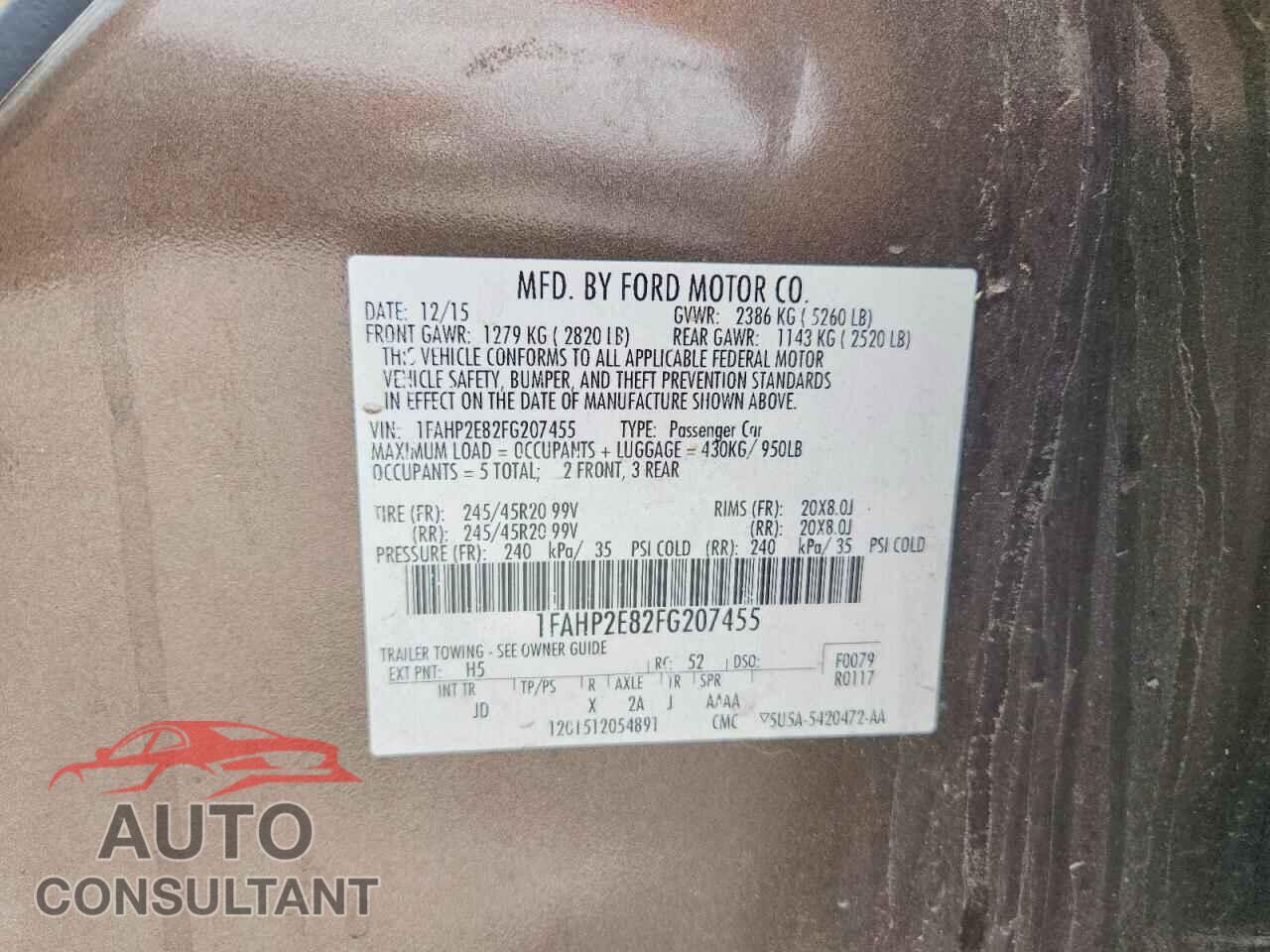 FORD TAURUS 2015 - 1FAHP2E82FG207455