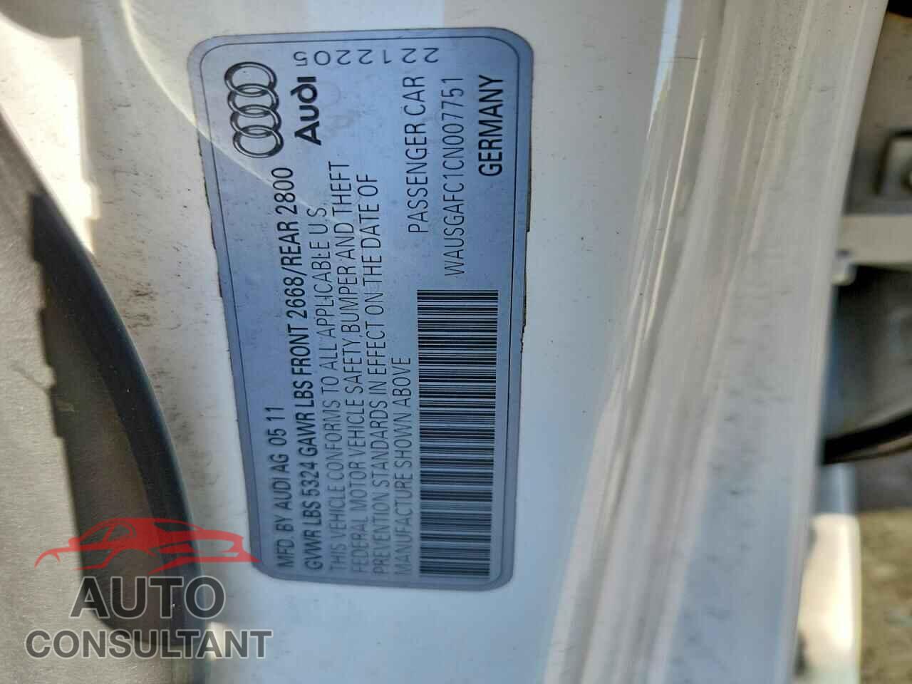 AUDI A7 2012 - WAUSGAFC1CN007751