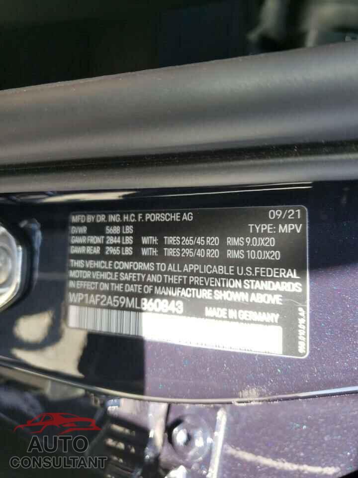 PORSCHE MACAN 2021 - WP1AF2A59MLB60843