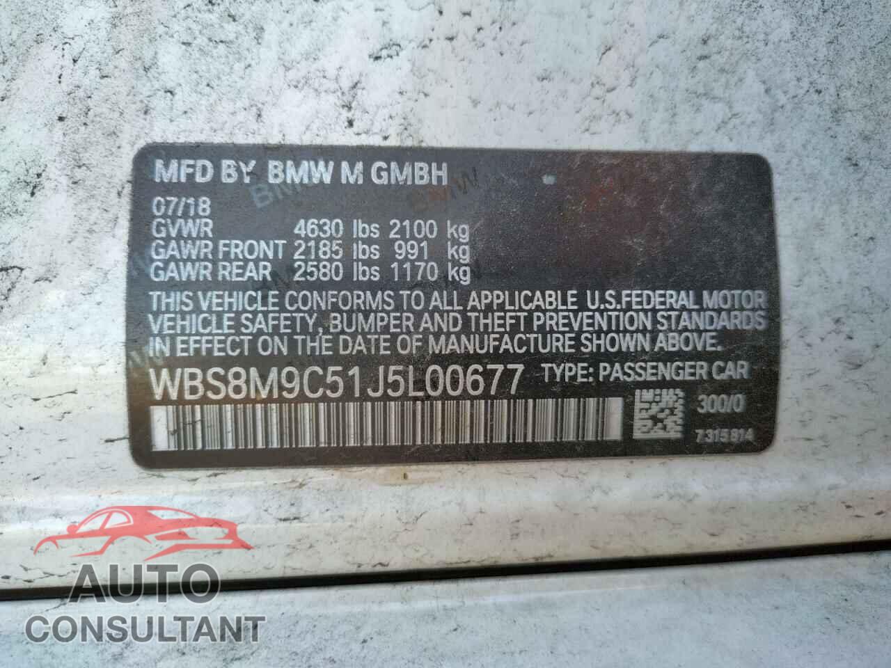 BMW M3 2018 - WBS8M9C51J5L00677