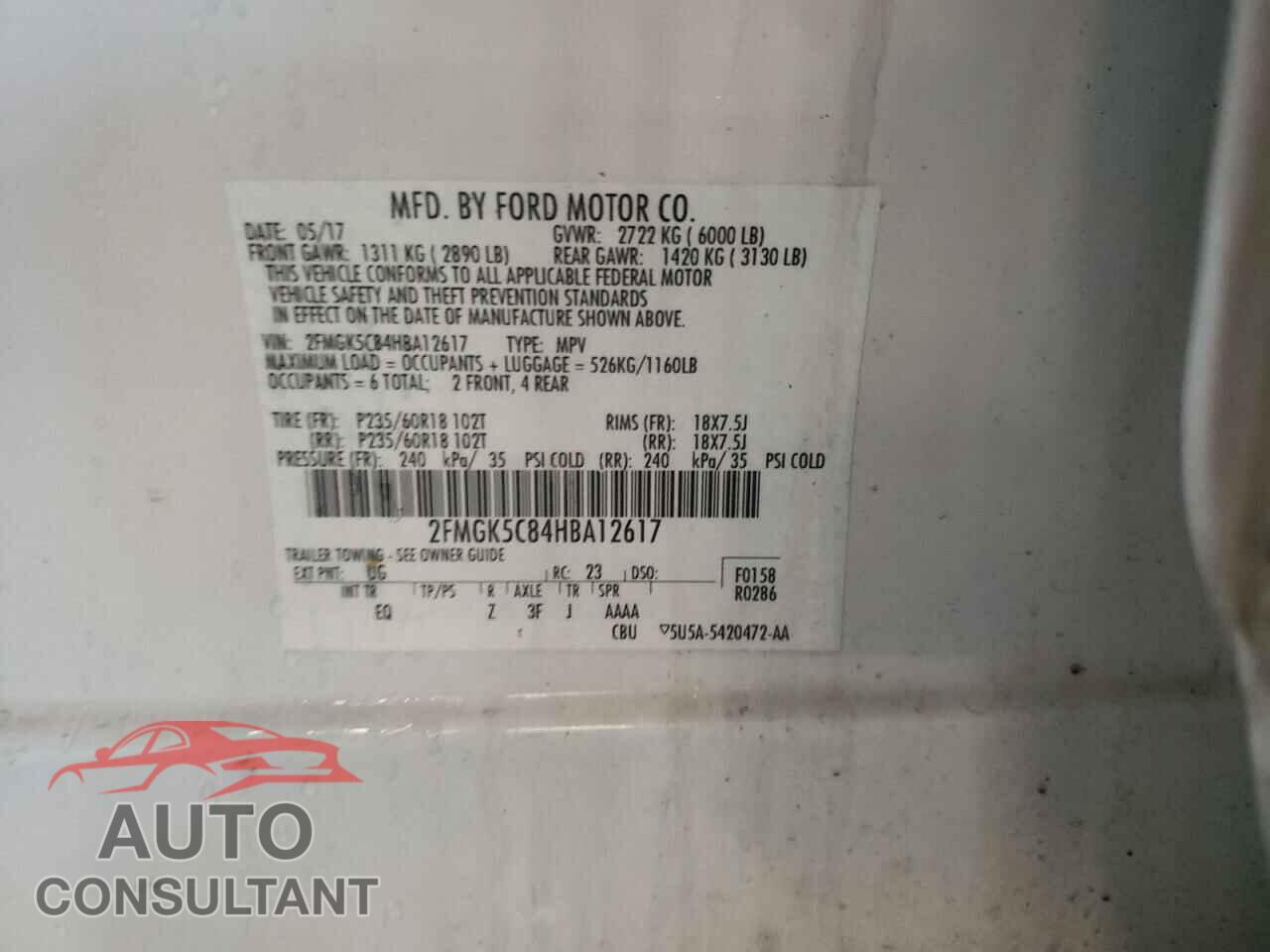 FORD FLEX 2017 - 2FMGK5C84HBA12617