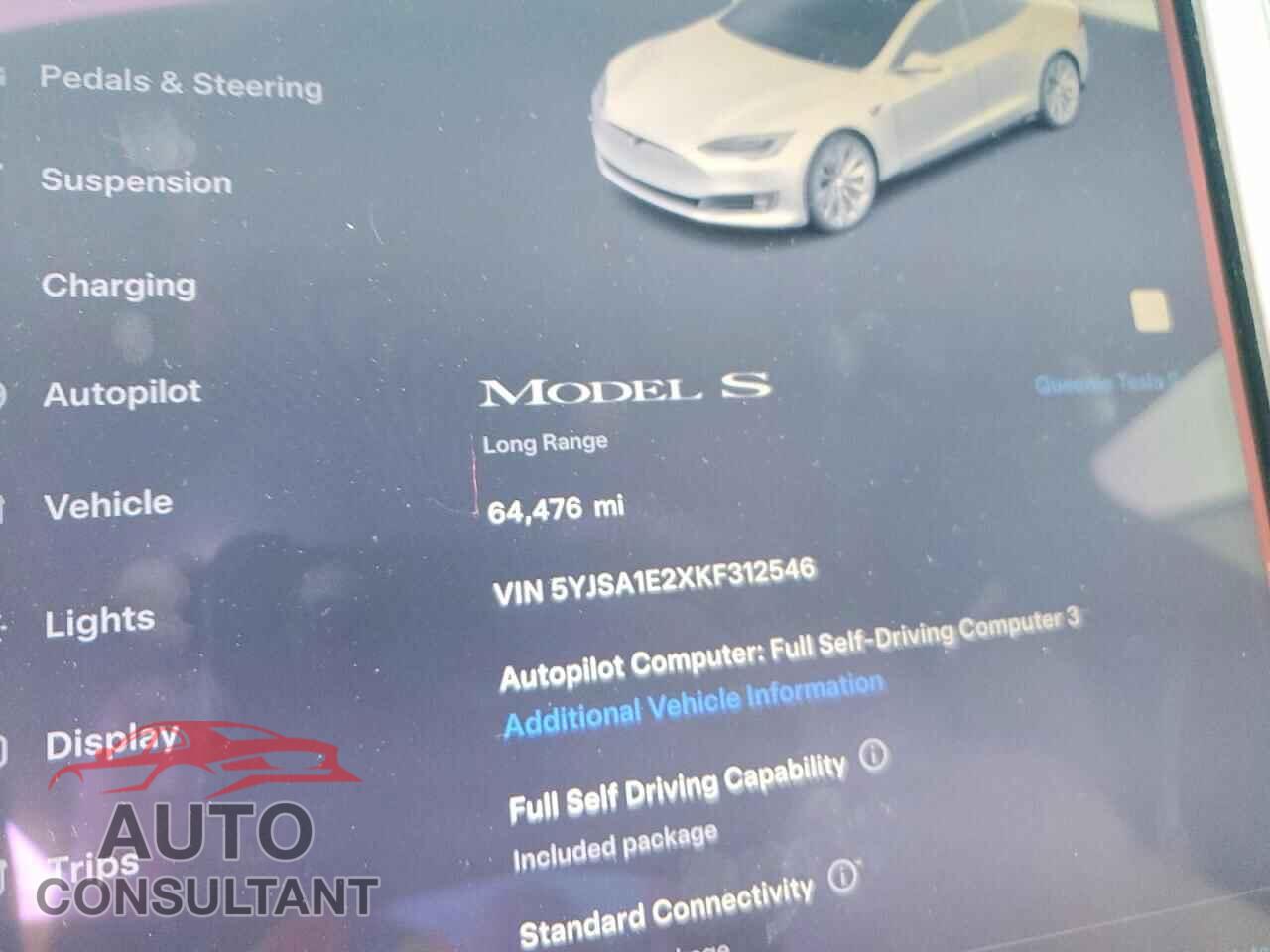 TESLA MODEL S 2019 - 5YJSA1E2XKF312546