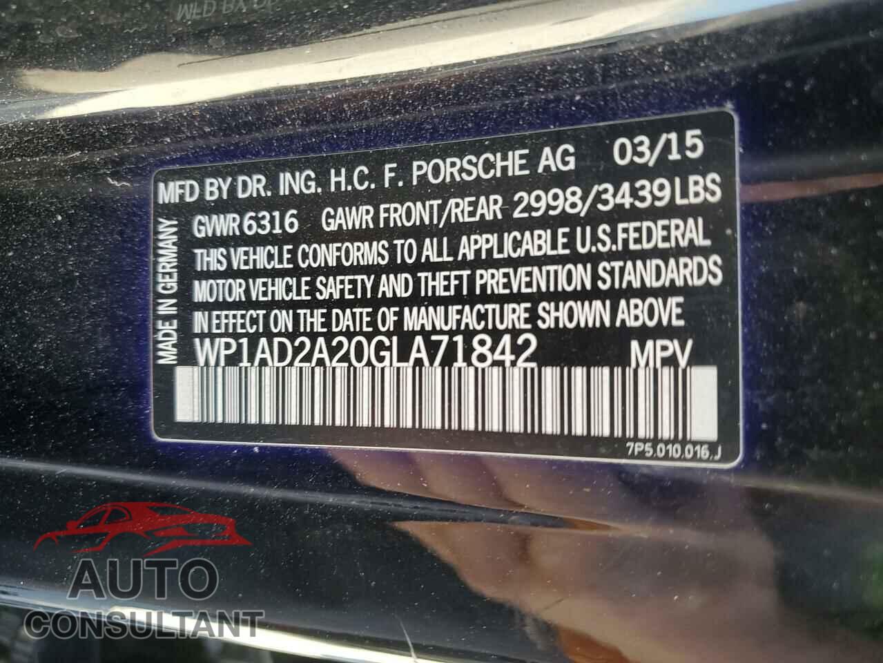 PORSCHE CAYENNE 2016 - WP1AD2A20GLA71842