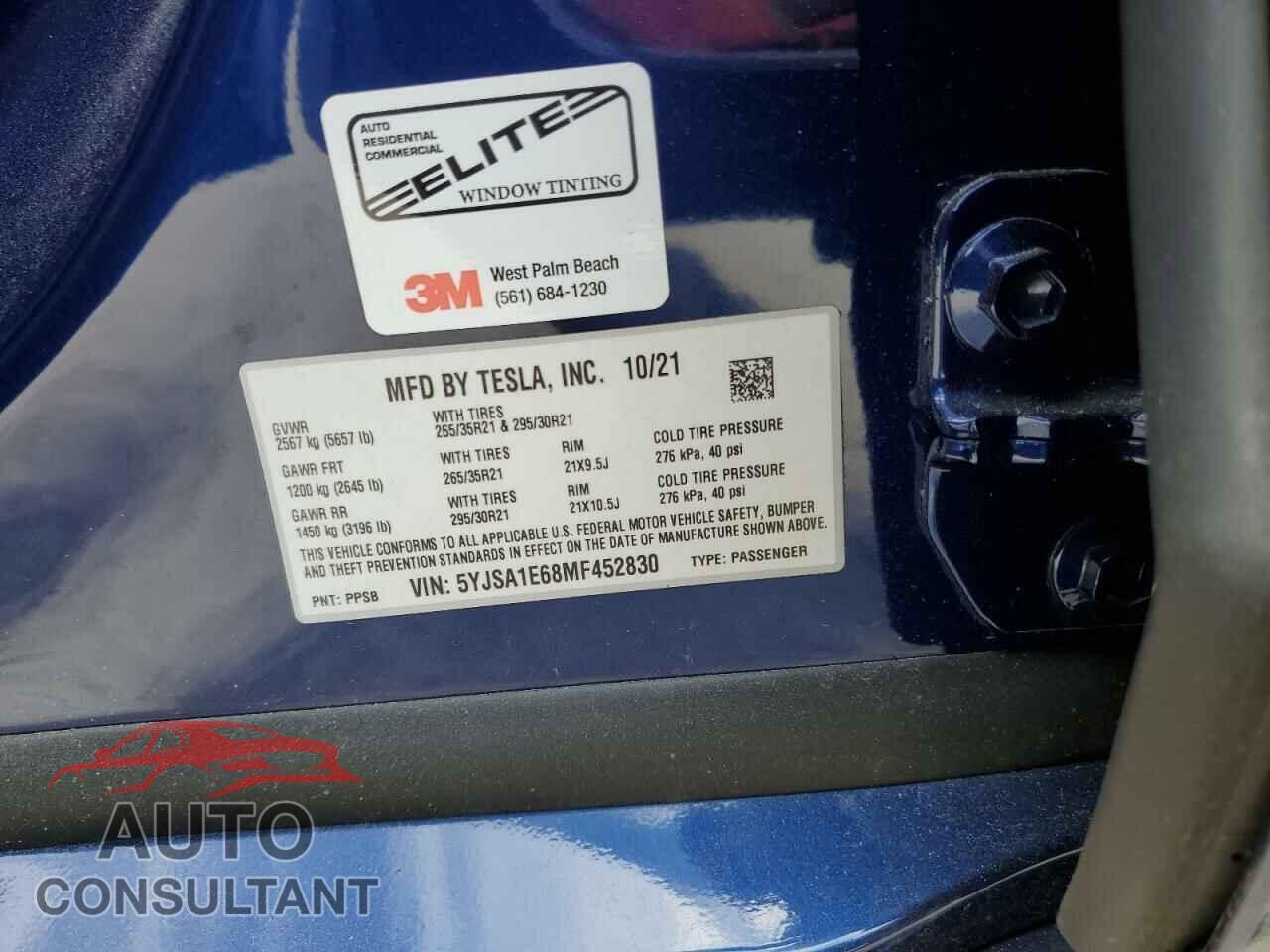 TESLA MODEL S 2021 - 5YJSA1E68MF452830