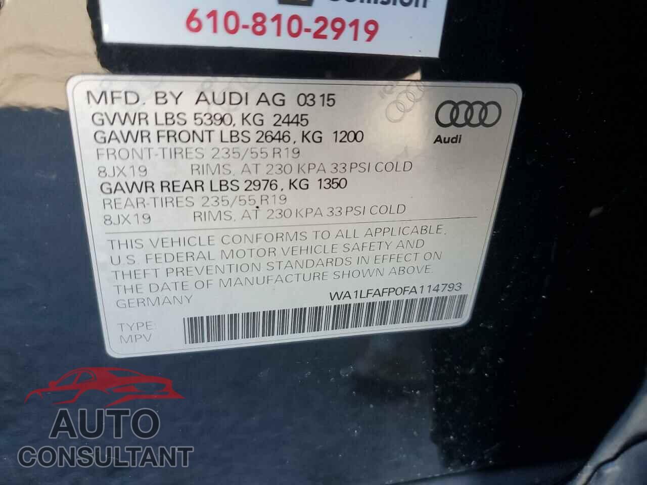 AUDI Q5 2015 - WA1LFAFP0FA114793