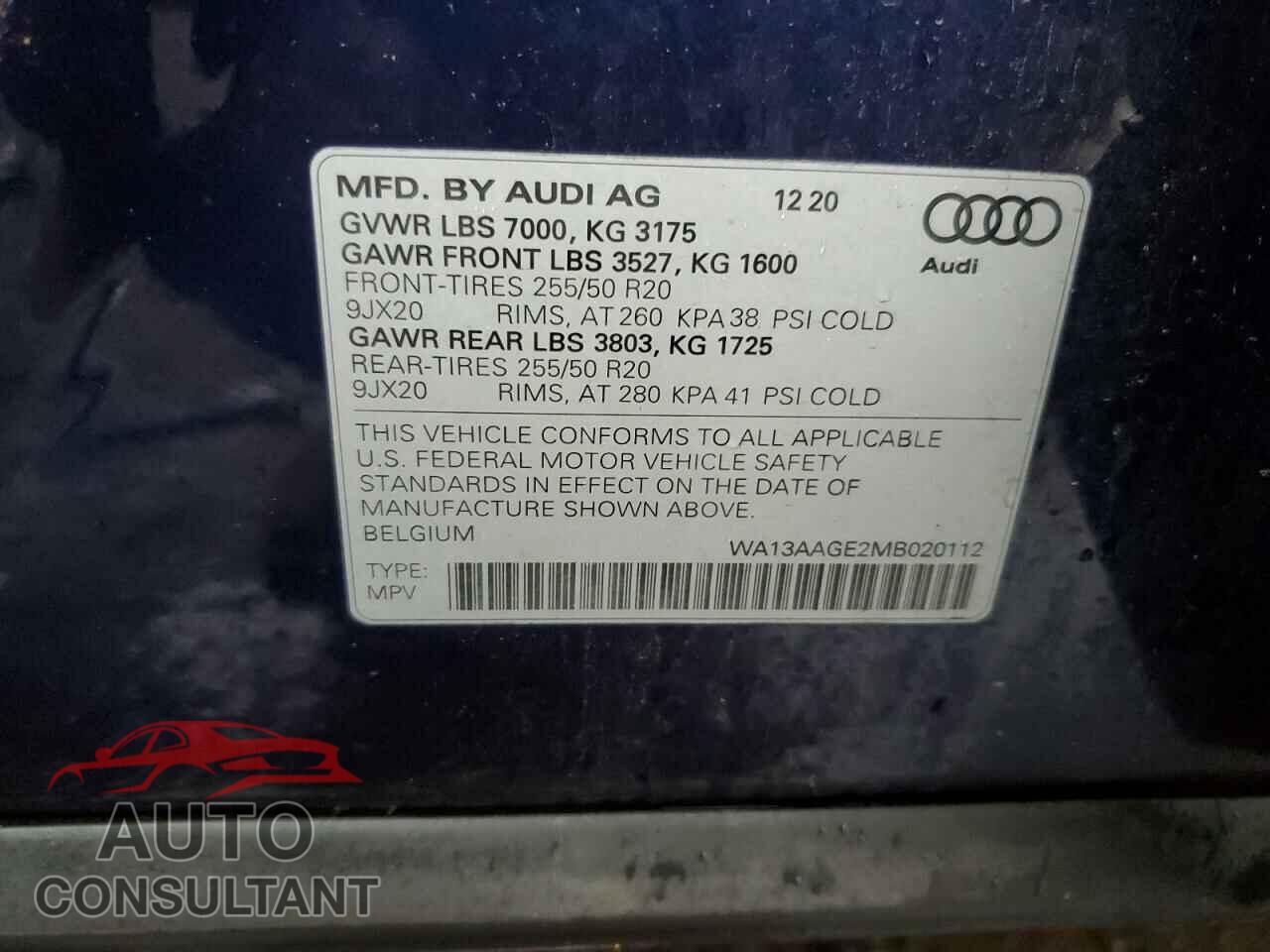 AUDI E-TRON 2021 - WA13AAGE2MB020112