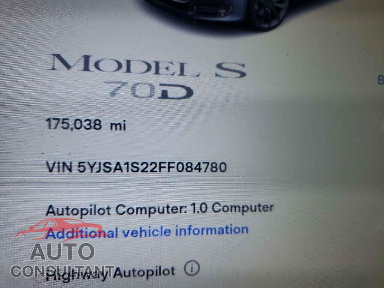 TESLA MODEL S 2015 - 5YJSA1S22FF084780