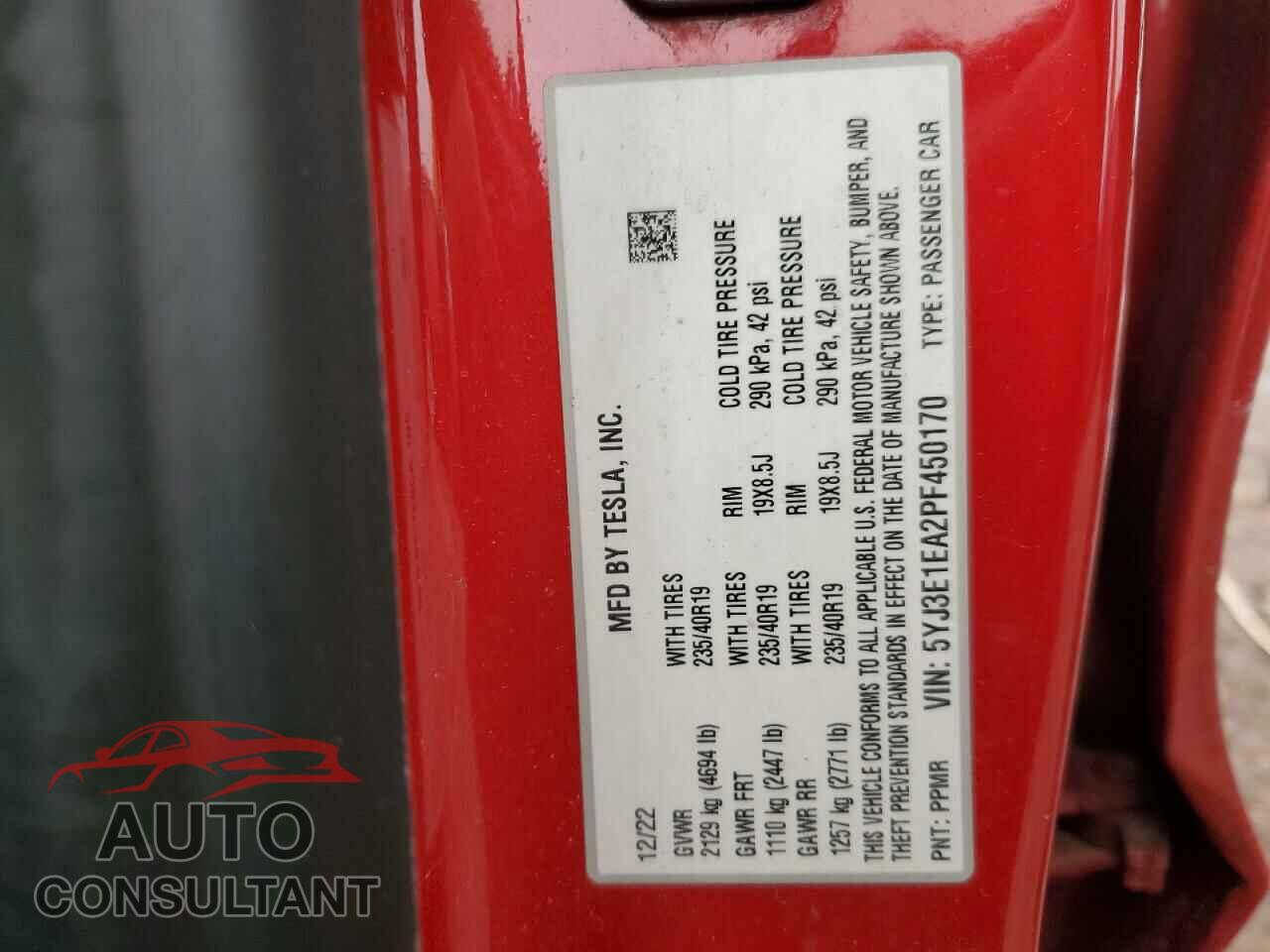 TESLA MODEL 3 2023 - 5YJ3E1EA2PF450170