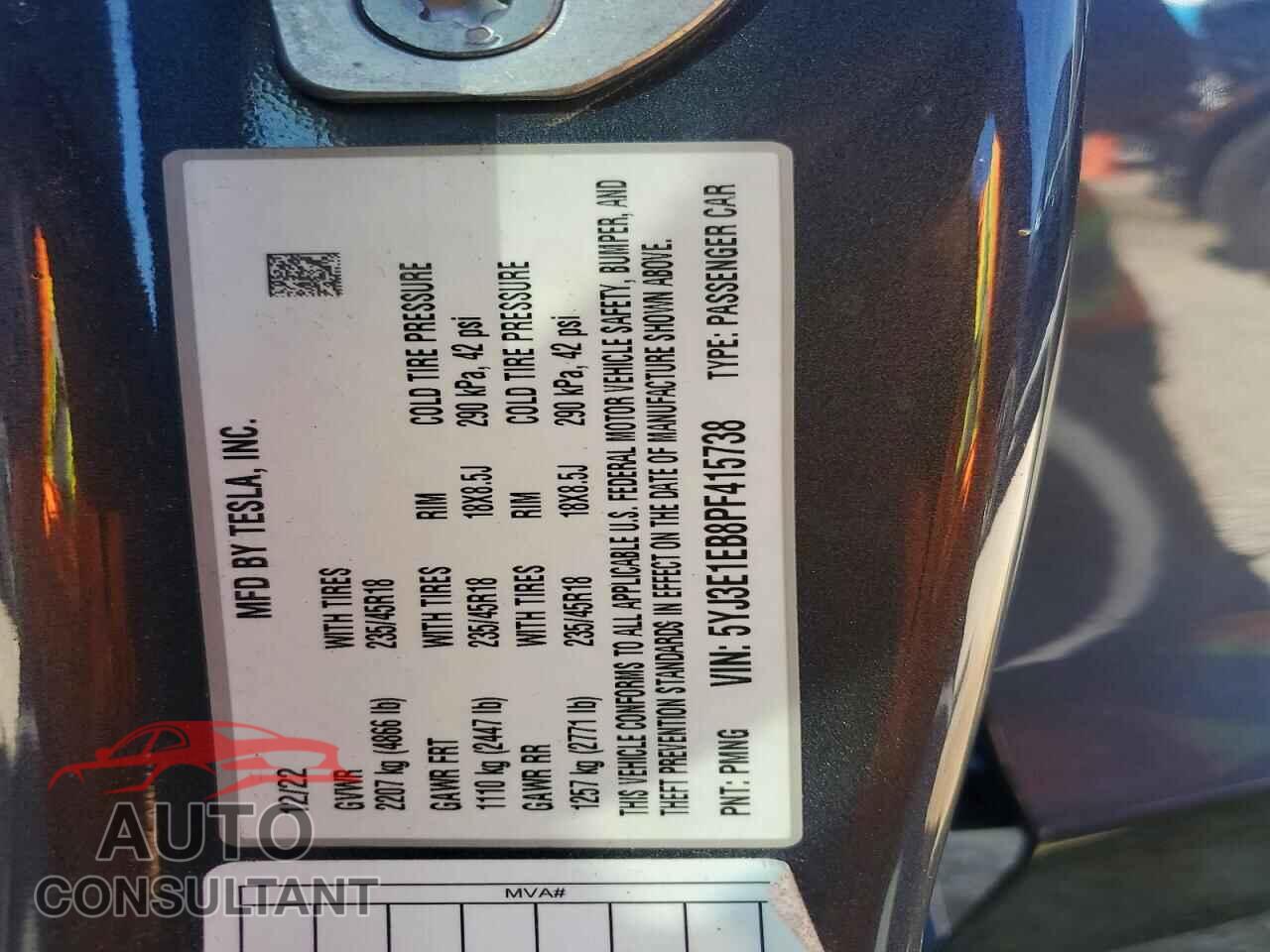 TESLA MODEL 3 2023 - 5YJ3E1EB8PF415738