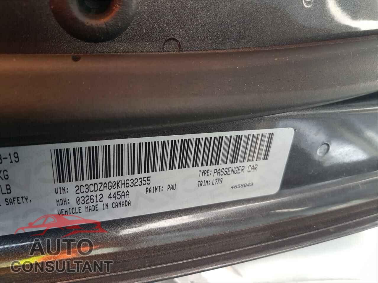 DODGE CHALLENGER 2019 - 2C3CDZAG0KH632355