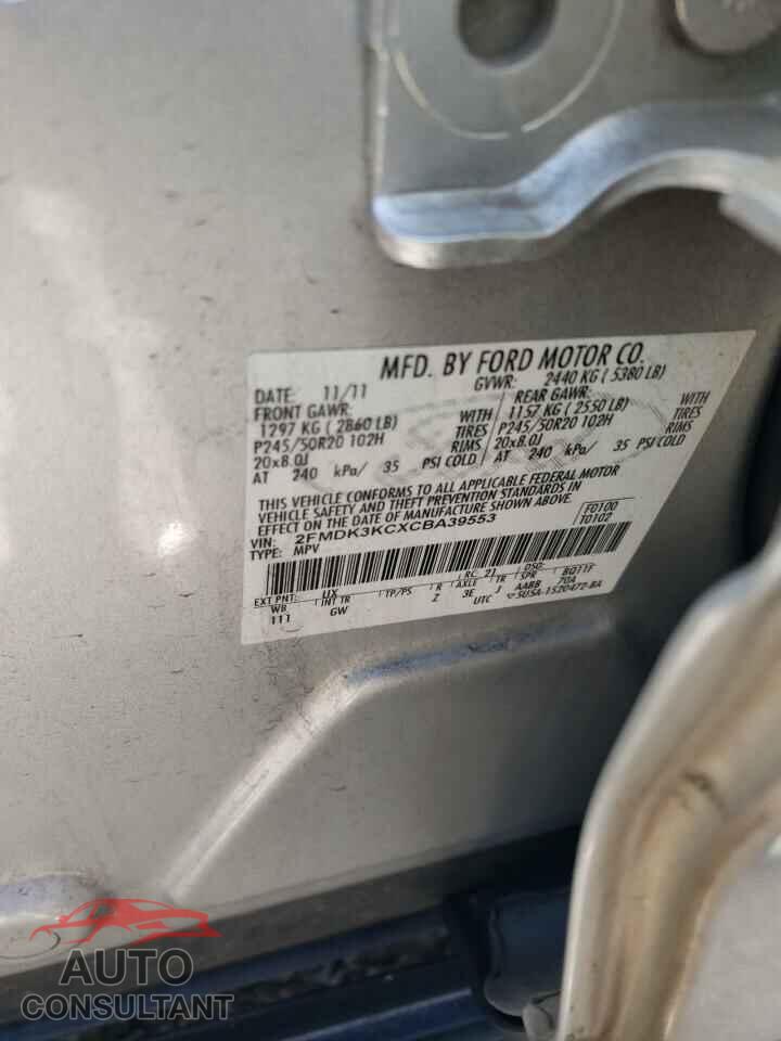 FORD EDGE 2012 - 2FMDK3KCXCBA39553