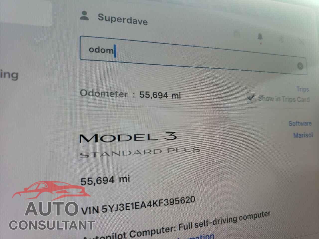 TESLA MODEL 3 2019 - 5YJ3E1EA4KF395620