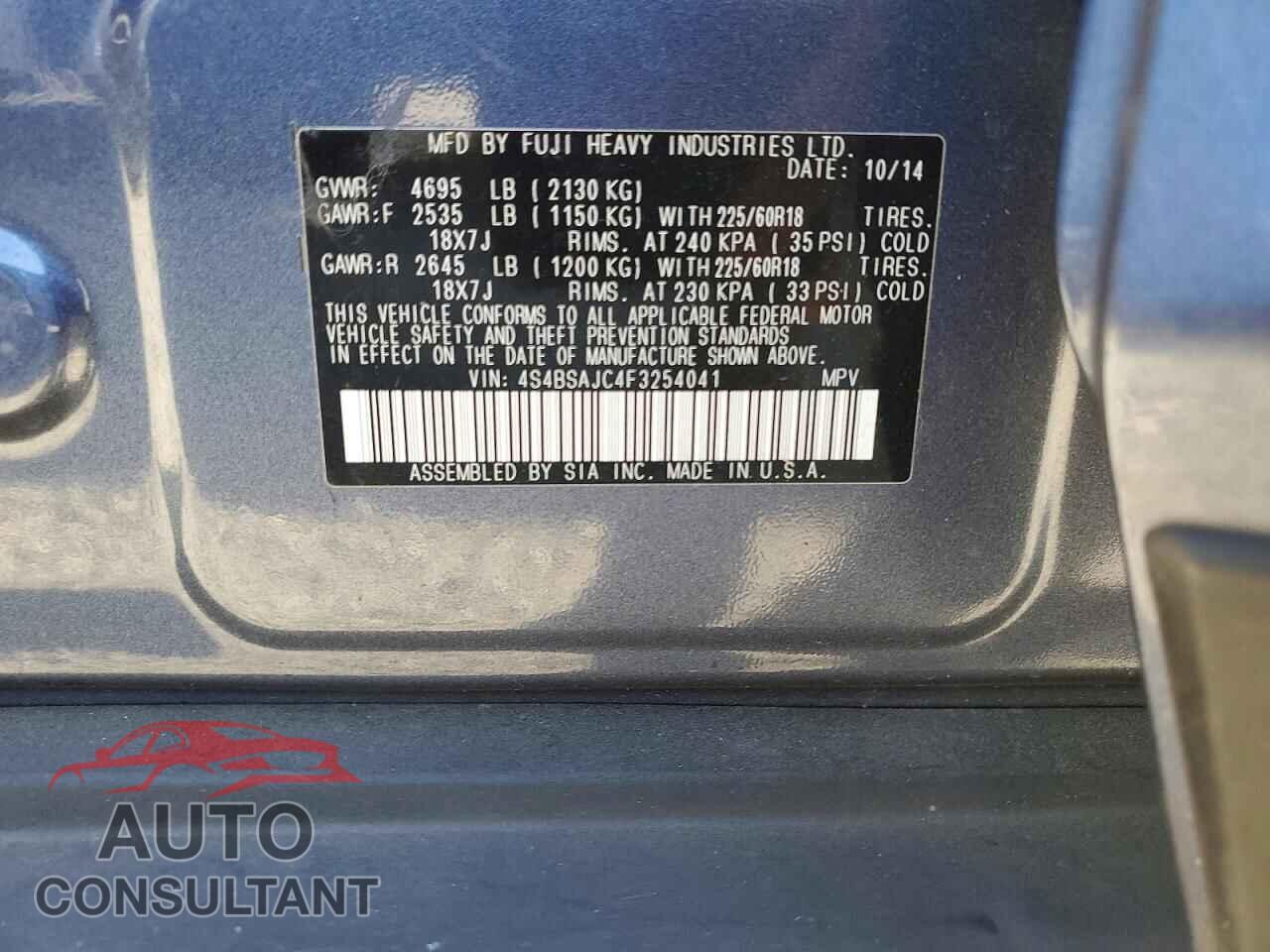 SUBARU OUTBACK 2015 - 4S4BSAJC4F3254041