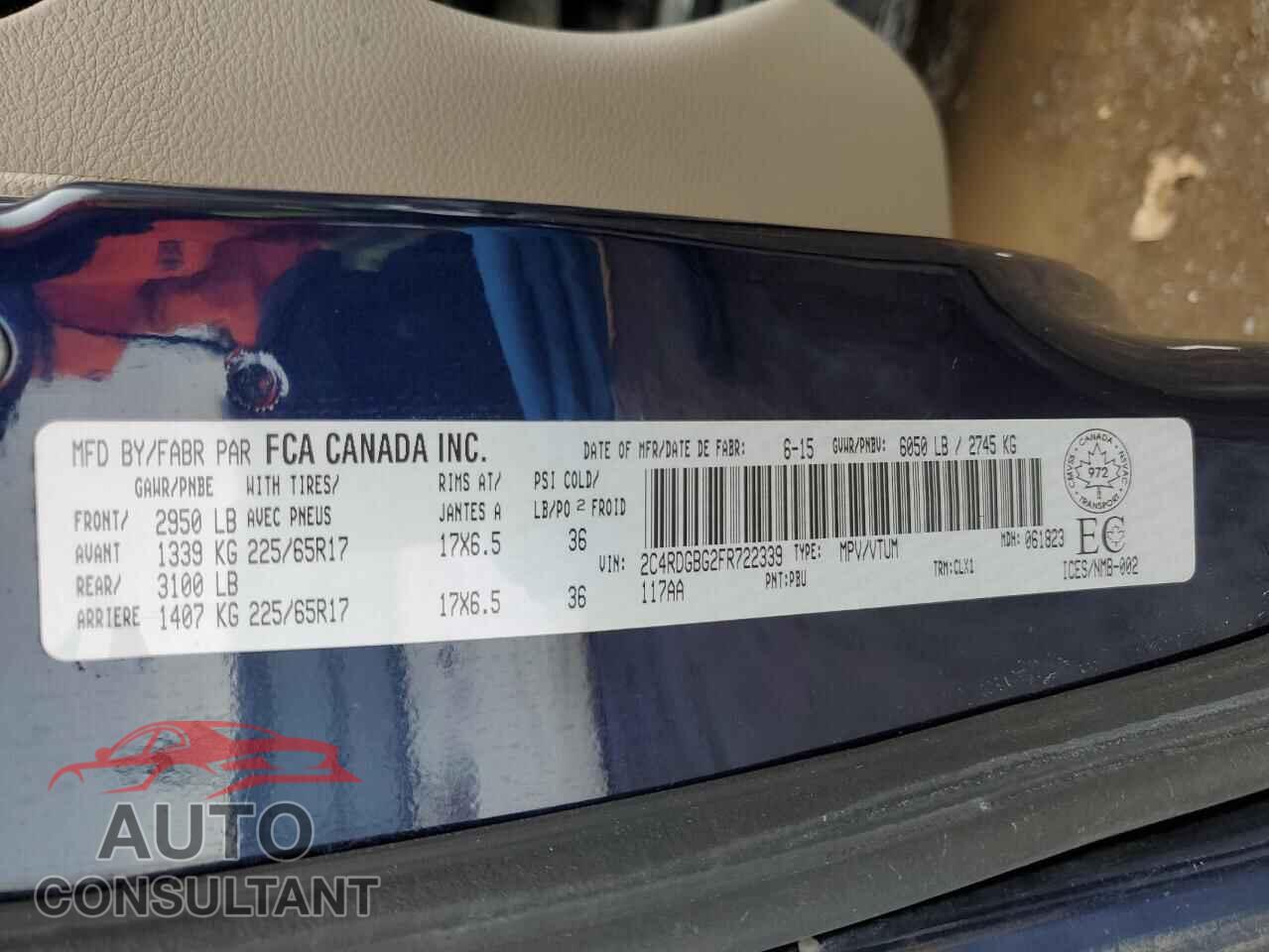 DODGE CARAVAN 2015 - 2C4RDGBG2FR722339