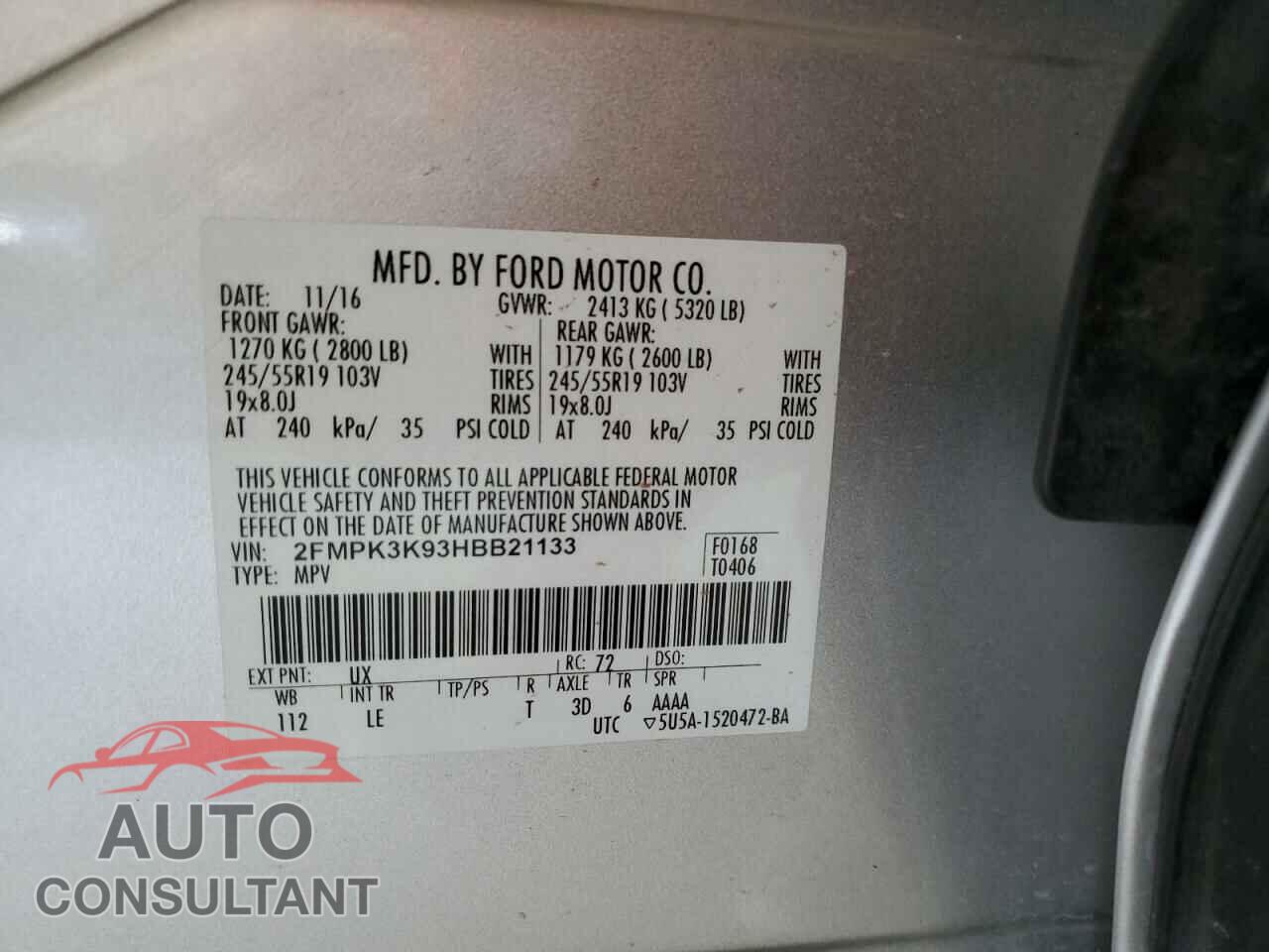 FORD EDGE 2017 - 2FMPK3K93HBB21133