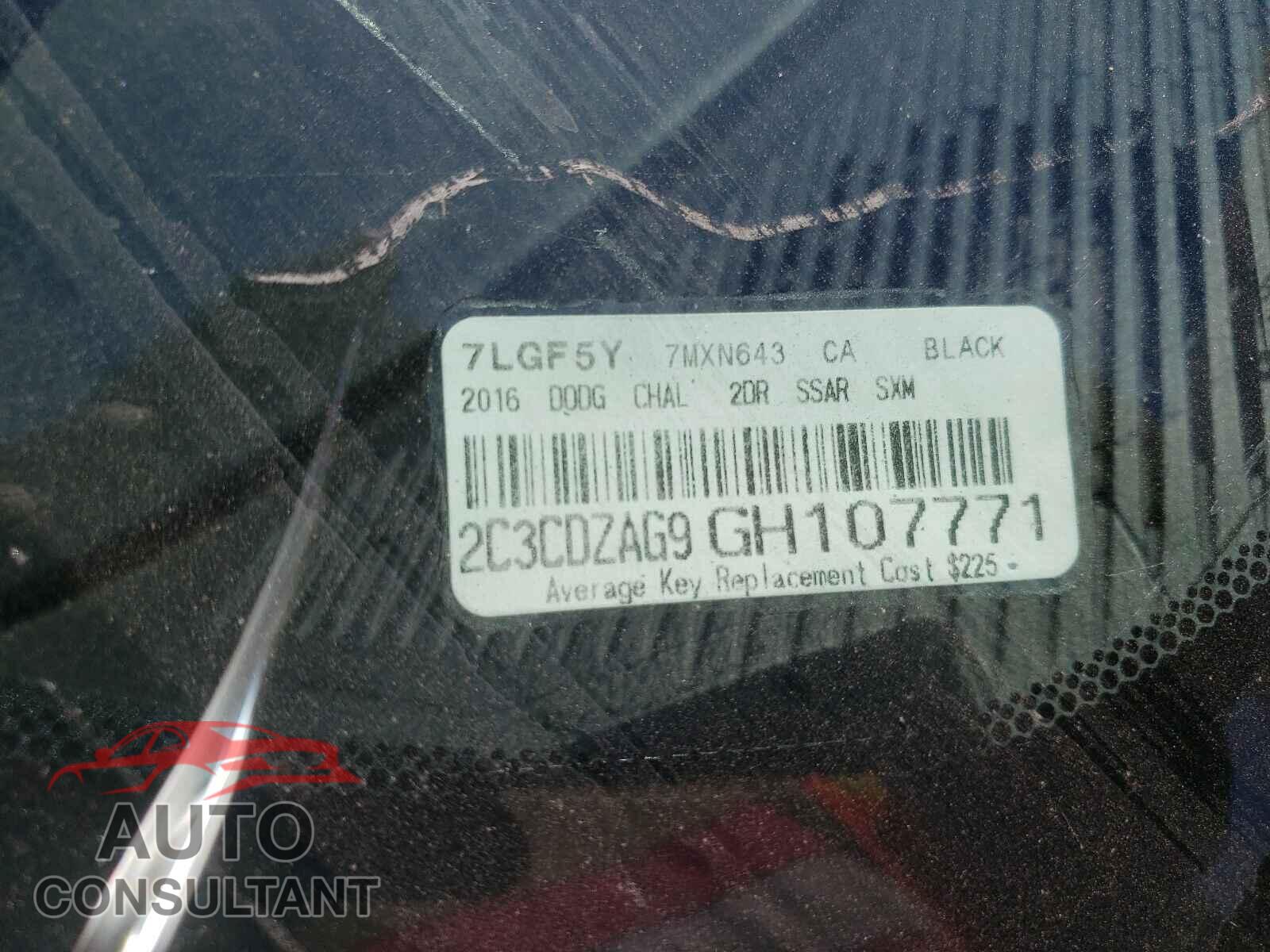 DODGE CHALLENGER 2016 - 2C3CDZAG9GH107771