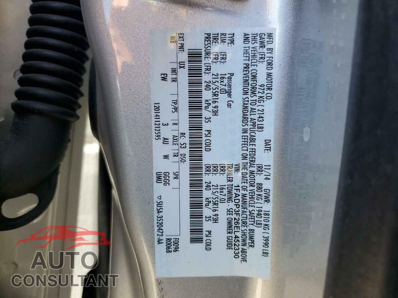 FORD FOCUS 2014 - 1FADP3F26EL452330