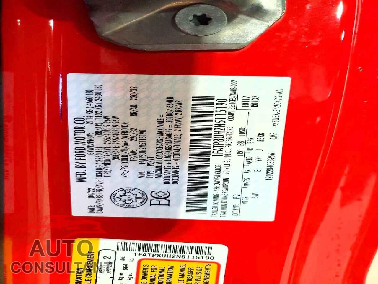FORD MUSTANG 2022 - 1FATP8UH2N5115190