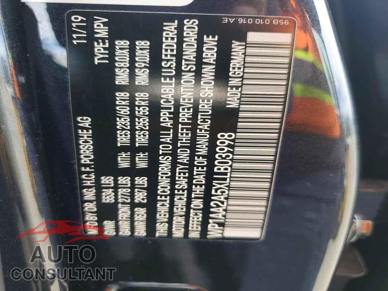 PORSCHE MACAN 2020 - WP1AA2A5XLLB03998