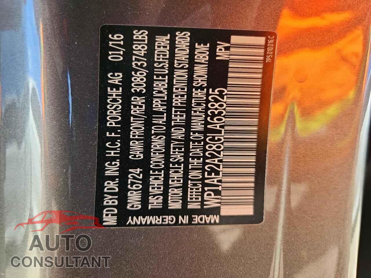 PORSCHE CAYENNE 2016 - WP1AE2A28GLA63825