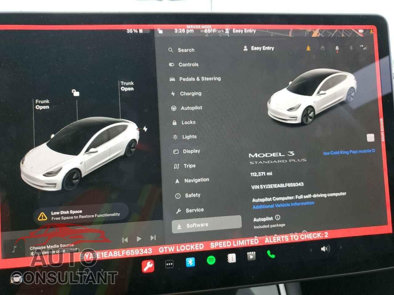 TESLA MODEL 3 2020 - 5YJ3E1EA8LF659343